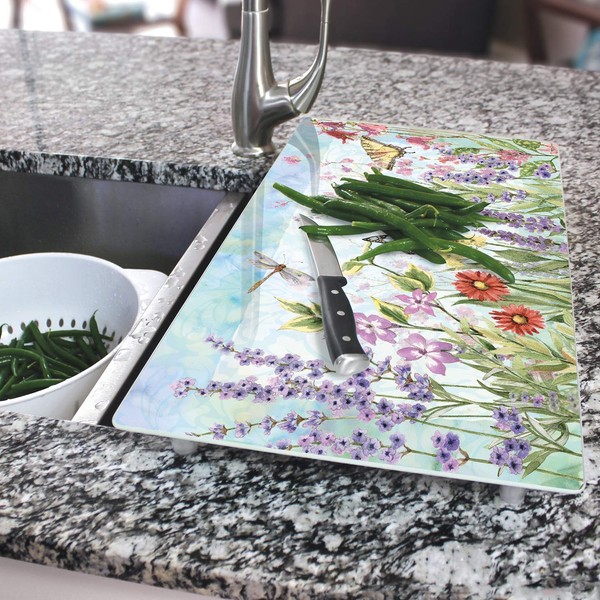 CounterArt Herb Garden 5mm Heat Tolerant Tempered Glass Cutting Board/Instant