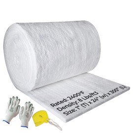 300" (25') x 24" x 1" Thick Ceramic Fiber Blanket - 8# 2600F Rated - High Temperature Insulation - Fire Proof Insulation for Stove, Fireplace, Pizza Oven, Kiln, Forge, Furnace, Chimney, Boiler