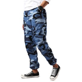 BACKBONE Mens Fashion Bright Camouflage Cargo Pants Military Combat Style BDU Pants (S, Sky Blue Camo)