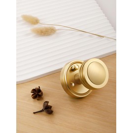 SORWDUERM 2 Pack Gold Door Knob Privacy Door Knobs Satin Brass Door Handle Interior Brushed Gold Door Knobs with Lock for Bedroom and Bathroom Zinc Alloy