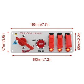 Geloo Ignition Switch Panel 12 V Racing Car Engine Start Push Button Switch Panel Carbon Fibre LED Toggle Switches for Race Car RV Truck