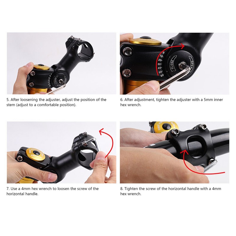 LeBycle Bike Stem 31.8x110mm 60 Degree Adjustable Mountain Bike Handlebar
