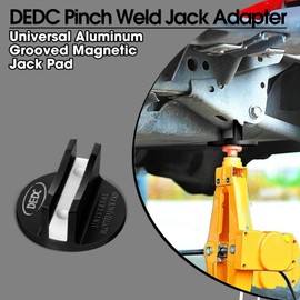 DEDC Universal Aluminum Grooved Magnetic Jack Pad Black 1 Pc, Jacking Puck Pinch Weld Frame Rail Adapter, Jack Accessories for Mechanics