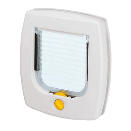 Ferplast Cat Flap, Dog Flap, Door for Cats and Small Dogs Swing 3, Four-Way Adjustable Entry and Exit, Universal Installation, Partial Tunnel, White