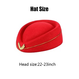 5PCS Airline Stewardess Costume Accessories Set Womens Flight Attendant Costume Accessories Cosplay Outfit for Adults Girls Cosplay Dress up Party(Red)