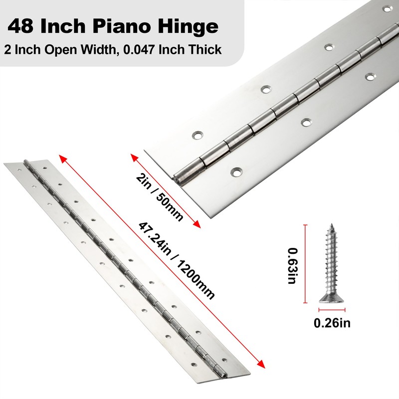 2 Pack Heavy Duty Piano Hinge 48 Inch x 2