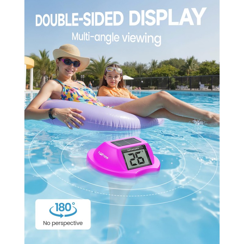 Pool Thermometer Floating Easy Read with Dual Jumbo-Sized Screens, Solar