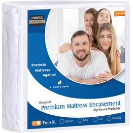 Utopia Bedding Premium Waterproof Bed Bug Mattress Cover, Twin XL Zippered Mattress Protector, 10 Inches Deep, Dust Mite Proof 6-Sided Mattress Encasement for Bed
