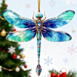 LeeTia Dragonfly Gifts for Car Pendant，Cute Car Decorations for Women Rearview Mirror Accessories Dragonfly Ornaments for Christmas Tree Decoration, Birthday Gift for Mom