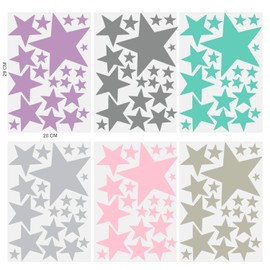Timalo® 120-Piece Wall Stickers for Children's Room XL Stars Pastel Wall Stickers – Stickers – 73079, pink