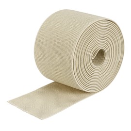 sourcing map Twill Wide Elastic Band Double-Side 75mm(3 inch) Flat 4 Yard Woven Elastic Band Knit Elastic Spool Heavy Stretch Strap Beige for Sewing, Waistband