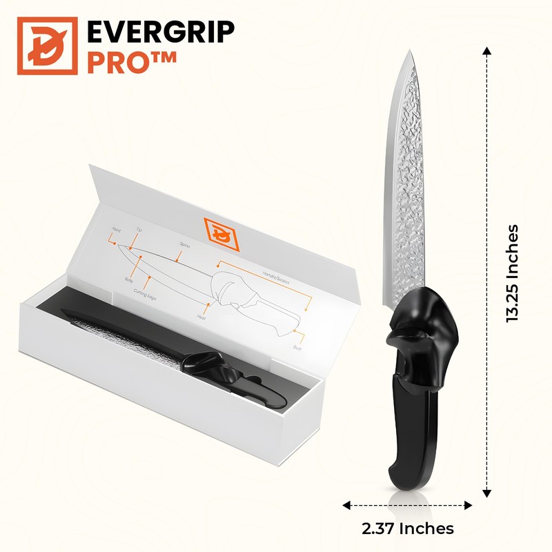 EverGrip Pro Chef Knife 8 Inch, High Carbon Stainless Steel