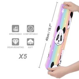 5 Pairs Soft Circulation Socks, Compression Crew Knee High Stockings Long Athletic for Running Sports 15.7x3.9 in Print Panda Heads On Stars Rainbow Color Stripes