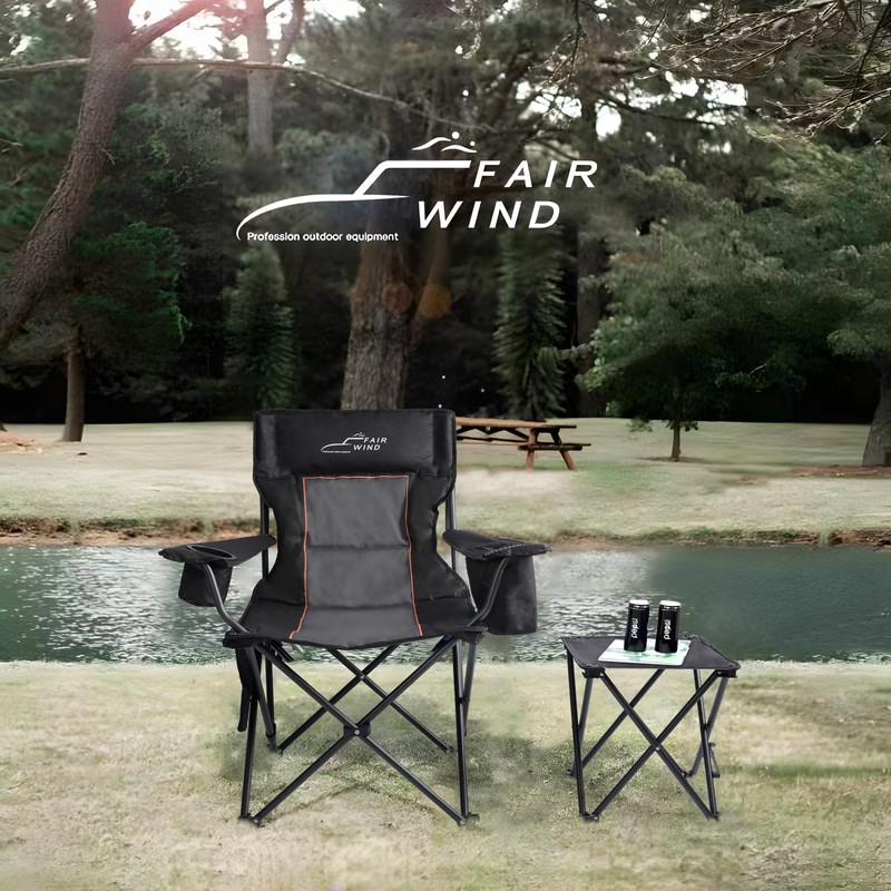 FAIR WIND Oversized Padded Camping Chair with Footrest Stool Set
