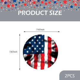 Bawkars 2 PCS Car Beast Eyes Decals, 3D Stereo Beast Eyes Light Stickers, 7.87" PVC Cool Round Wavy American Flag Decal Decoration, Suitable for Wrangler and Most Cars (Multicolored #Flag)