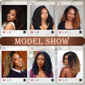 Pre-looped Yanky Twist Crochet Hair 8Packs 12inch Pre-twisted Passion Mini Twist Crochet Hair Spring Mini Twist Ombre Brown Crochet Braid Hair with Curly Hair Senegalese Twist Braids #OT30