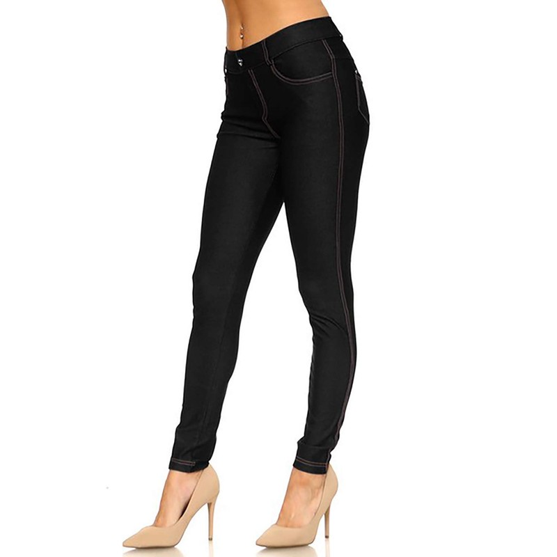 YELETE Womens Basic Five Pocket Stretch Jegging Tights Pants XL