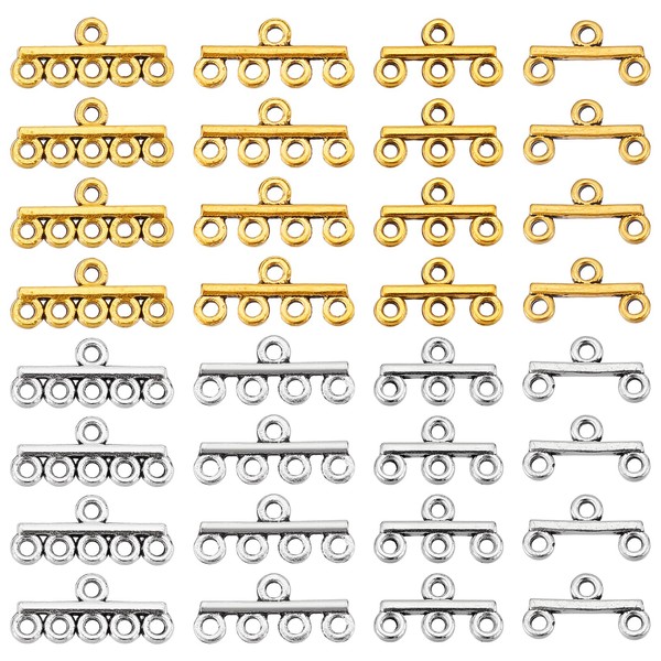 PandaHall Layering Clasps 80 Pieces 2 Colours Necklace Connectors Multilayer