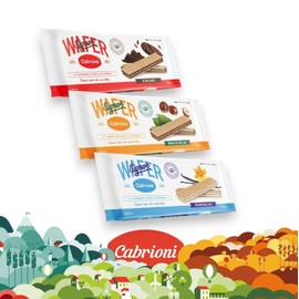 Cabrioni Italian Signor Wafer- Delicious Wafer Sticks with Light & Crunchy, Palm Oil-Free, Filled with Rich Vanilla Cream (Variety Cocoa,Hazelnut and Vanila)
