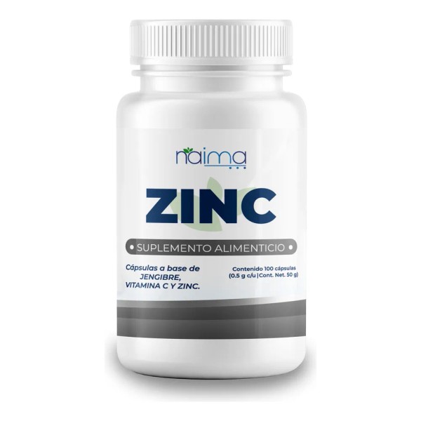 Zinc Con Vitamina C Y Jengibre 500mg - 100 Cáps