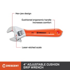 Crescent 4" Adjustable Cushion Grip Wrench - Carded - AC24CVS