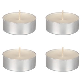 Mega Candles 4 pcs Unscented White Oversize Tea Lights Candle, Pressed Wax Candles 12 Hour Burn Time, Home Décor, Wedding Receptions, Baby Showers, Birthdays, Celebrations, Party Favors & More