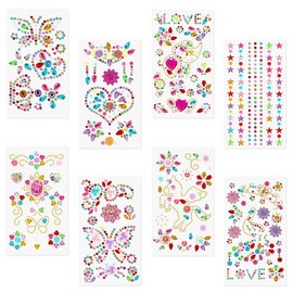 Benaewa Face Gems Stick on,Face Glitter Rhinestones for Makeup, Jewels Stickers for Festival Party Face Nail DIY (8 Sheets)