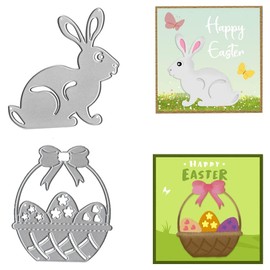 Easter Eggs Rabbits Cutting Dies for Card Making, Easter Bunny Die Cuts Eggs Hunt Dies Stencils Embossing Template for DIY Scrapbooking Craft