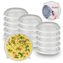 RELOCKS RELOCKS 12 in. Plastic Serving Trays with Lids, Party Platter, Meal Prep Container, Microwave-Safe, Catering, Takeout Box, Heavy Duty, PP Base Storage 10 Packs