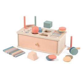 Pajojoqa Montessori Toys for 2 3 4 5 Year Old - Wooden Object Permanence Box with Drawer Sensory Toys Shape Sorter Color Sorting Education for Baby Toddler Boy Girl Drop Busy Box 3 in 1