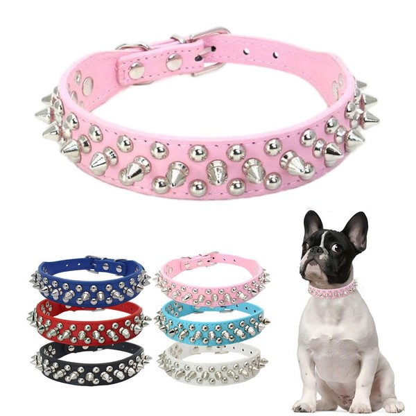 Spike Dog Collar, Studded Mushrooms Faux Pu Leather Durable Metal