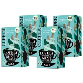 CUPPER Organic Herbal Tea "Lovely Liquorice & Mint", 4 x 20 Unbleached Tea Bags, Environmentally Friendly, Fair Trade, Pack of 4