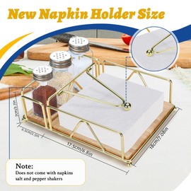 1 PCS Napkin Holder for Kitchen, Gold Napkin Holder with Weighted Arm, Gold Tissue Holders with Dispenser Arm, Paper Hand Towel Holder for Kitchen Decorations