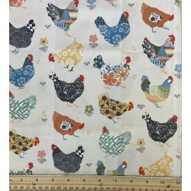 Assorted Fabric FQ Fat Quarter Set 2 Chickens Floral Farm Prints Multi Color 100% Cotton