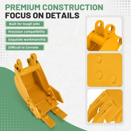 VORGENS 200mm/7.9'' Mini Excavator Bucket, Yellow Narrow Trench Bucket, Fit for Below 3 Tons Mini Excavator Attachment w/Pins*2#Replace Small Digger Micro Excavator Trenching Backhoe