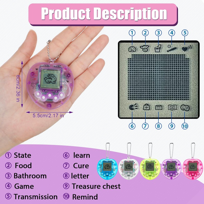 Jerify 36 Pieces Virtual Electronic Digital Pet Toys Retro Handheld