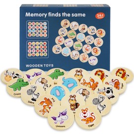 VOAOV Memoria Animales, 20 Piezas Tarjetas a Juego de Animales, Actividad Educativa Juegos Mesa para Niños, Juego de Memoria con Tarjetas de Imagen de Animales, Animales del Bosque