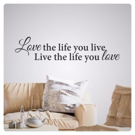 My Vinyl Story - Love The Life You Live - Inspirational Wall Decal Quote, Motivational Sticker Vinyl, Positive Affirmation Art Decor for Home Office Bedroom Love, Removable (Black, 48x12 inches)