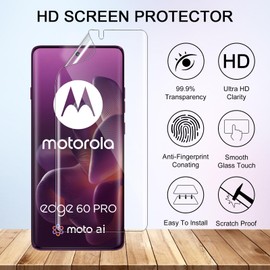 QULLOO Hydrogel Screen Protector for Motorola Moto Edge 60 Pro, Soft TPU Screen Protector, Anti-Fingerprint Screen Protector, Pack of 2 and 2