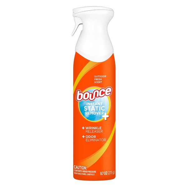 Bounce Anti Static Spray, 3 in 1 Instant Wrinkle Release, Odor Eliminator and Fabric Refresher Spray, Rapid Touch, 9.7 Fl Oz