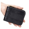 BULLCAPTAIN Genuine Leather Men Zipper Wallet Bifold RFID Blocking Wallet