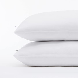 Serta Power Chill Cooling Pillow Protectors, Stain Resistant and Zippered Pillow Protector, Protects Pillow from Dust and Dirt (2 Pack), Standard/Queen, White