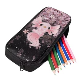 HELLHERO Cute Axolotl Pencil Bag Cherry Blossom Pencil Case for Kids Girls Boys School Pen Cases Holder Stationery Organizer Marker Cases Women Cosmetic Bags Coin Purse