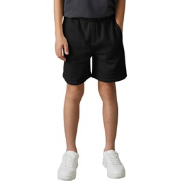 Haloumoning Boys Shorts Kids Casual Elastic Waist Summer Basketball Shorts with Pockets 5-14 Years Black