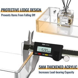 NiHome Clear Acrylic Floating Wall Shelves, Display Wall Shelves with Edge, Bathroom Wall Mounted Shelf Hanging Floating Bookshelves for Home Office Wall Decoration (2 Tier)