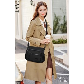 ZLLkeji Shoulder Bag Women's Medium Waterproof Shoulder Bag Handbags with Adjustable Strap Crossbody Bag Multi Pocket for School Work Travel Black, black