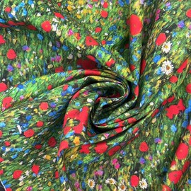 Craft by Chatham Glyn 100% Cotton Gustav Klimt's Field of Poppies Fabric Crafty Cottons Ideal for Crafting, Quilting, Clothing; Sold by 0.5 Metre (Klimt's Field of Poppies)