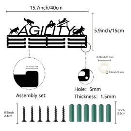 CREATCABIN Dog Agility Medal Holder Dog Medal Hanger Medal Rack Display Hanging Awards Wall Mounted Home Decor Dog Agility Competition Race Winner Gift for Pet Owner Men Women 15.7x5.9 Inch Silver