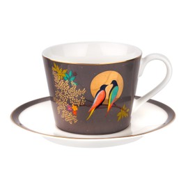 Sara Miller London for Portmeirion Chelsea Collection Tea Cup & Saucer - Dark Grey