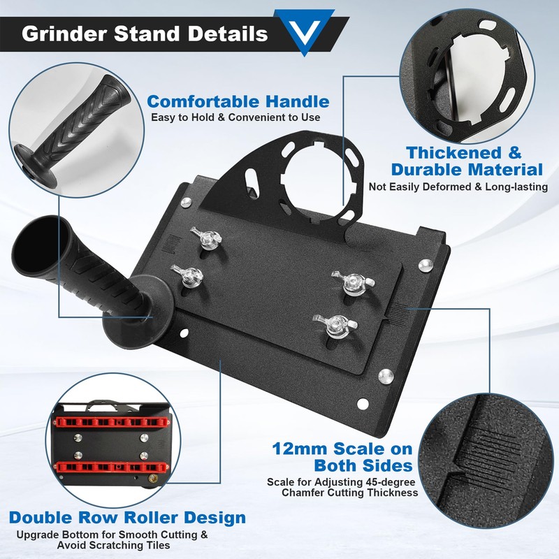 45 Degree Tile Chamfering Tool, Angle Grinder Stand with 5